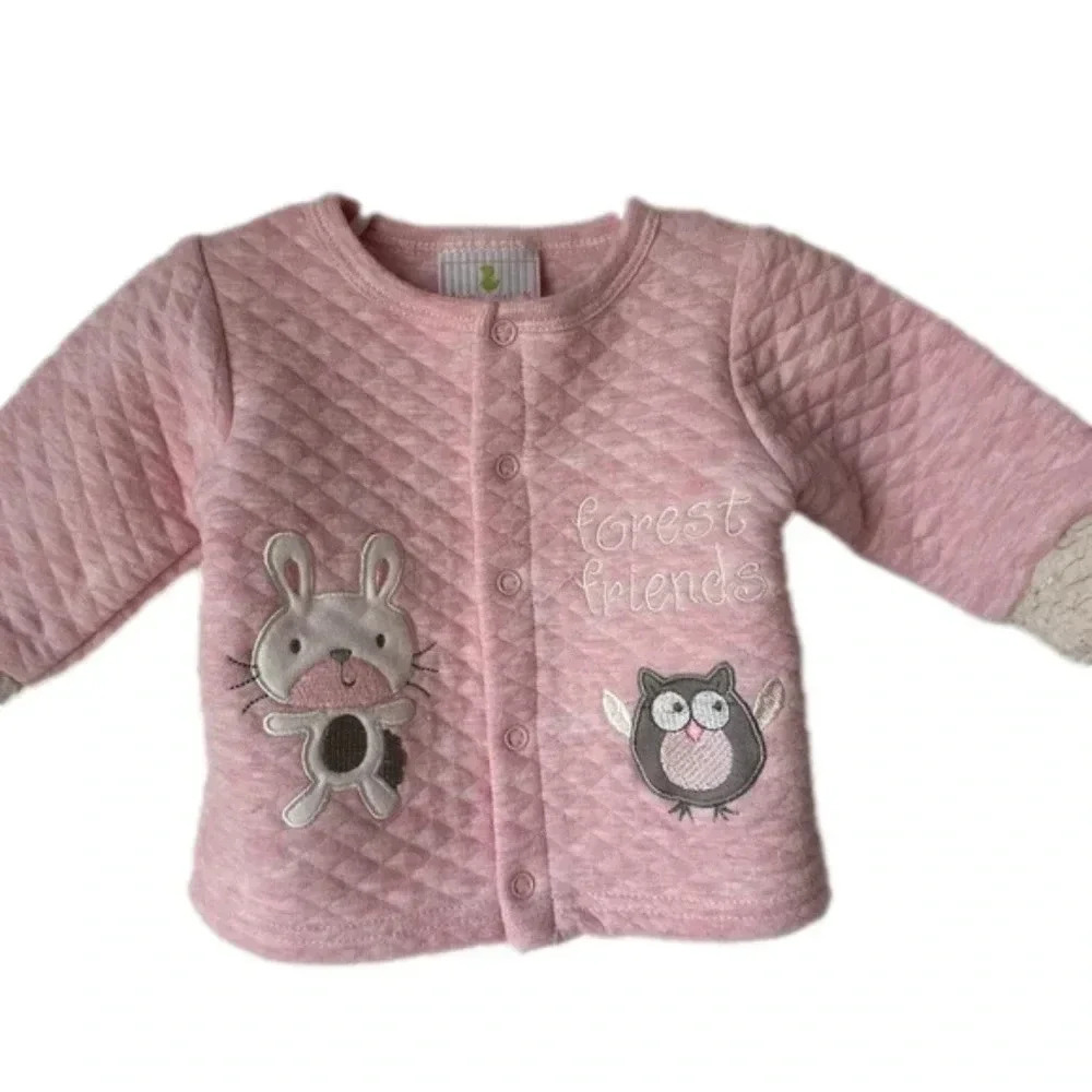 NEWBORN Duck Duck Goose Pink Quilted Sweater